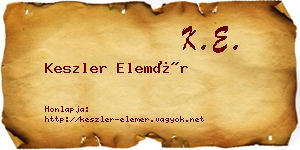Keszler Elemér névjegykártya
